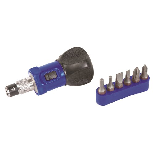 Stubby Ratchet Screwdriver & Bit Set 7 Piece