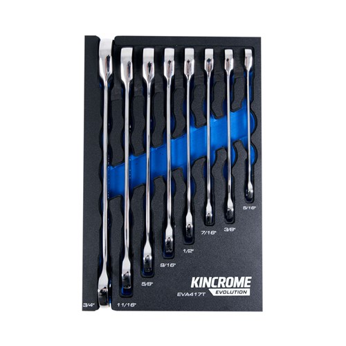 EVOLUTION 8 Piece Single Way Gear Spanners EVA Tray