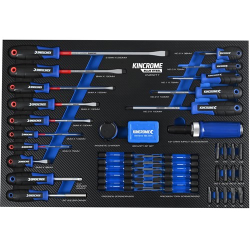 BLUESTEEL® 75 Piece TorqueMaster® Screwdrivers & Fastening EVA Tray