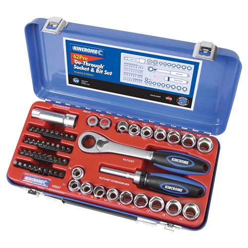 Go-Through' Socket & Bit Set 62 Piece Imperial & Metric