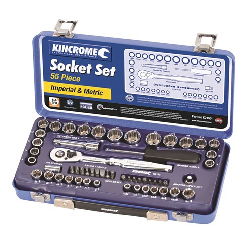 Socket Set 55 Piece 1/4" & 3/8" Drive (Mirror Polish) - Metric & Imperial