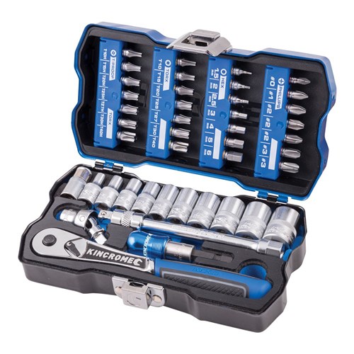 LOK-ON Socket & Bit Set 43 Piece 1/4" Drive