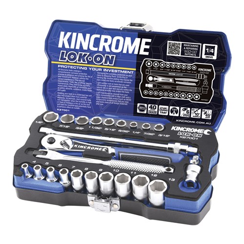 LOK-ON Socket Set 24 Piece 1/4" Drive - Metric & Imperial