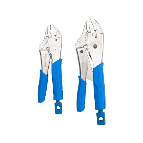 2pce Soft Grip Curved Jaw Locking Plier Set