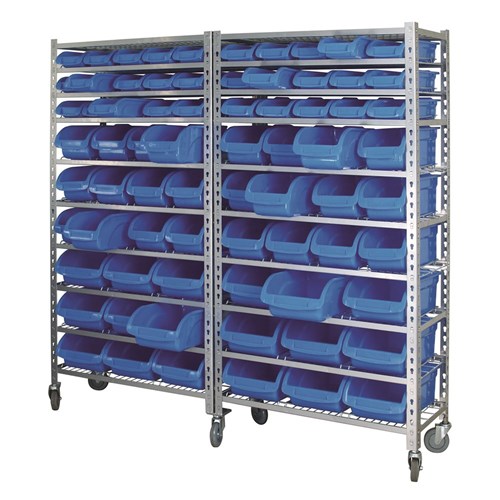 Mobile Storage Rack 72 Bin 20 Shelf