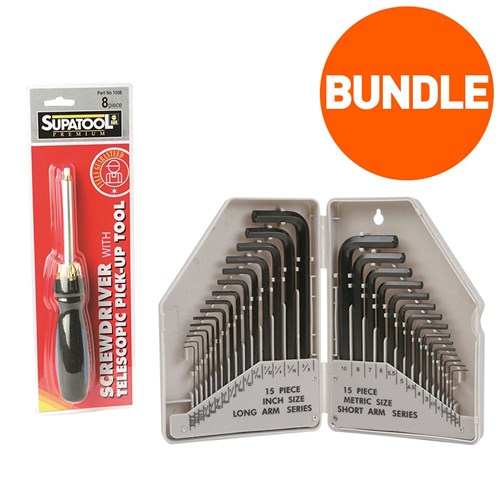 Hex Key Set 30 Piece Imperial & Metric Bundle